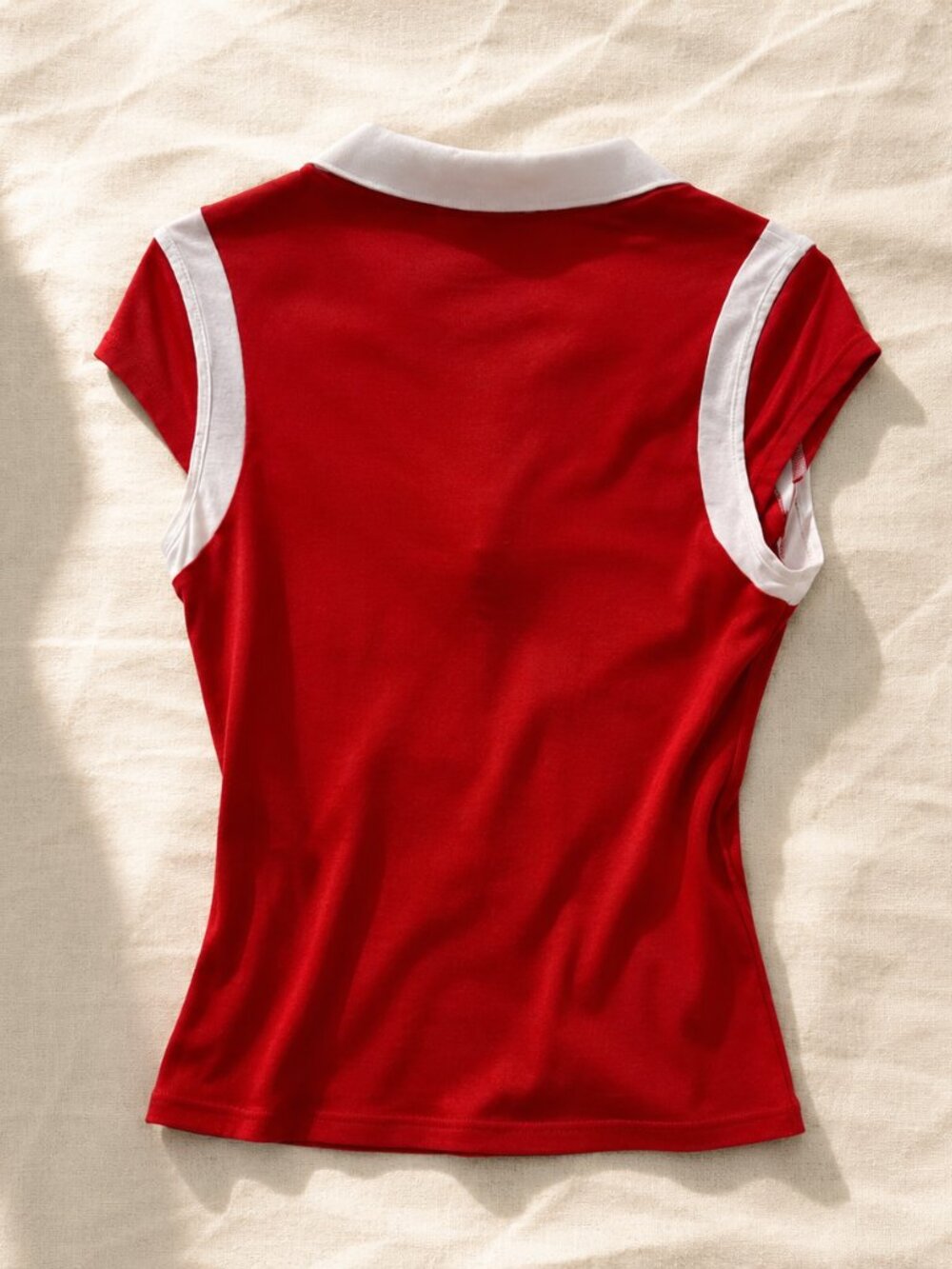 Vintage Lacoste Sport Red Polo White Trim Snap Placket Medium 42 - Picture 5 of 8